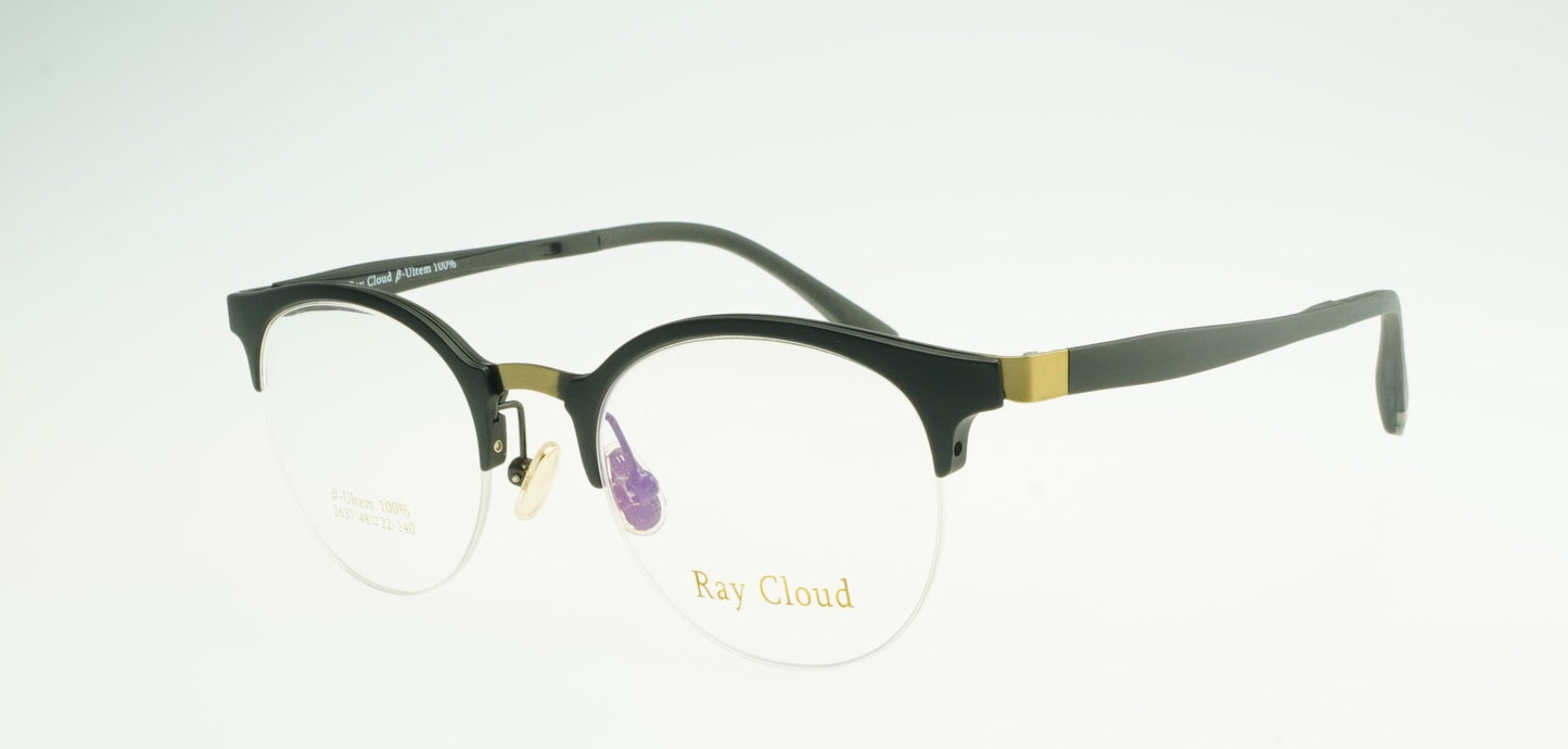 Ray Cloud 2637 color C2 matt black antique gold size 48mm、薄い非球面レンズ、ケース、クリーニングクロス付き、送料、税込み