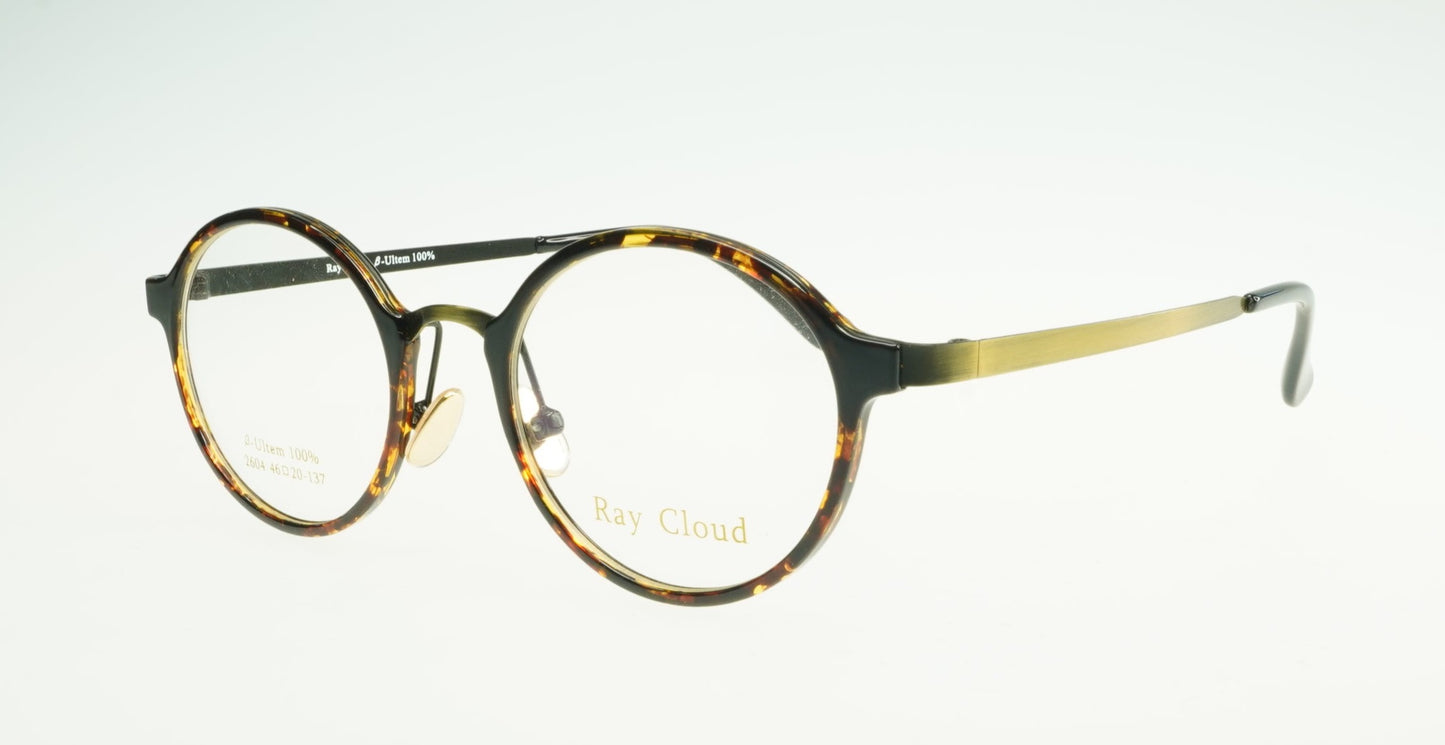 Ray Cloud 2604 color C2 demi-amber antique gold size 46mm、薄い非球面レンズ、ケース、クリーニングクロス付き、送料、税込み